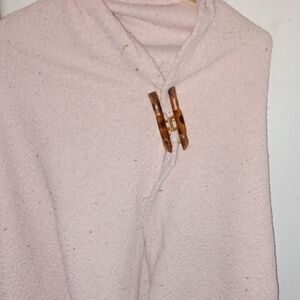 Elegant Cream Poncho with Wooden Toggles